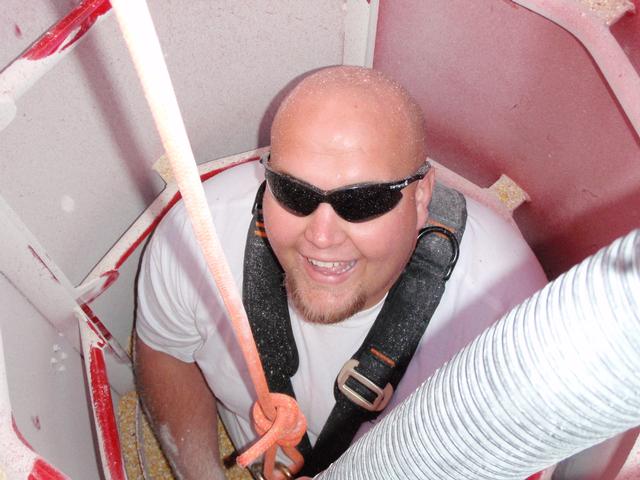 Dr. Kyle Schipper looking for a little help. Grain bin rescue training. 06/28/2010